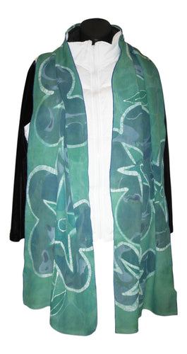 Evergreen Cobalt silk wool scarf