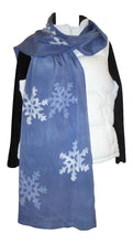 Load image into Gallery viewer, Blue Snowflake silk scarf